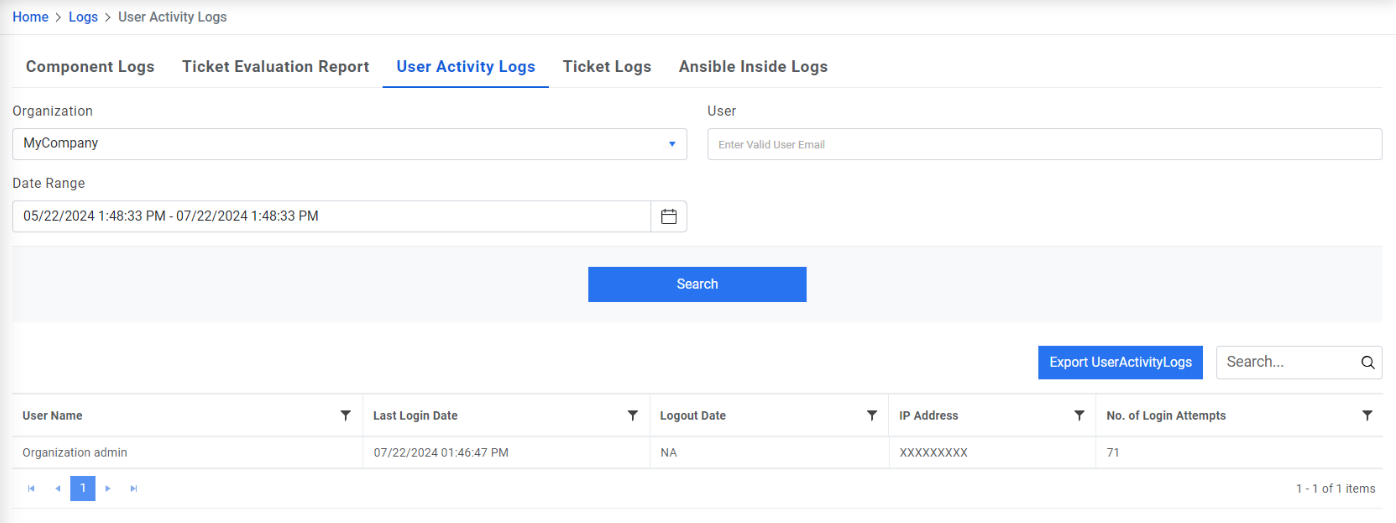 Export User Activity Logs